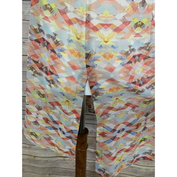 Cabi Womens Medium 760 Avery Tunic Kaleidoscope Top Sheer Geometric Blouse - Picture 5 of 11